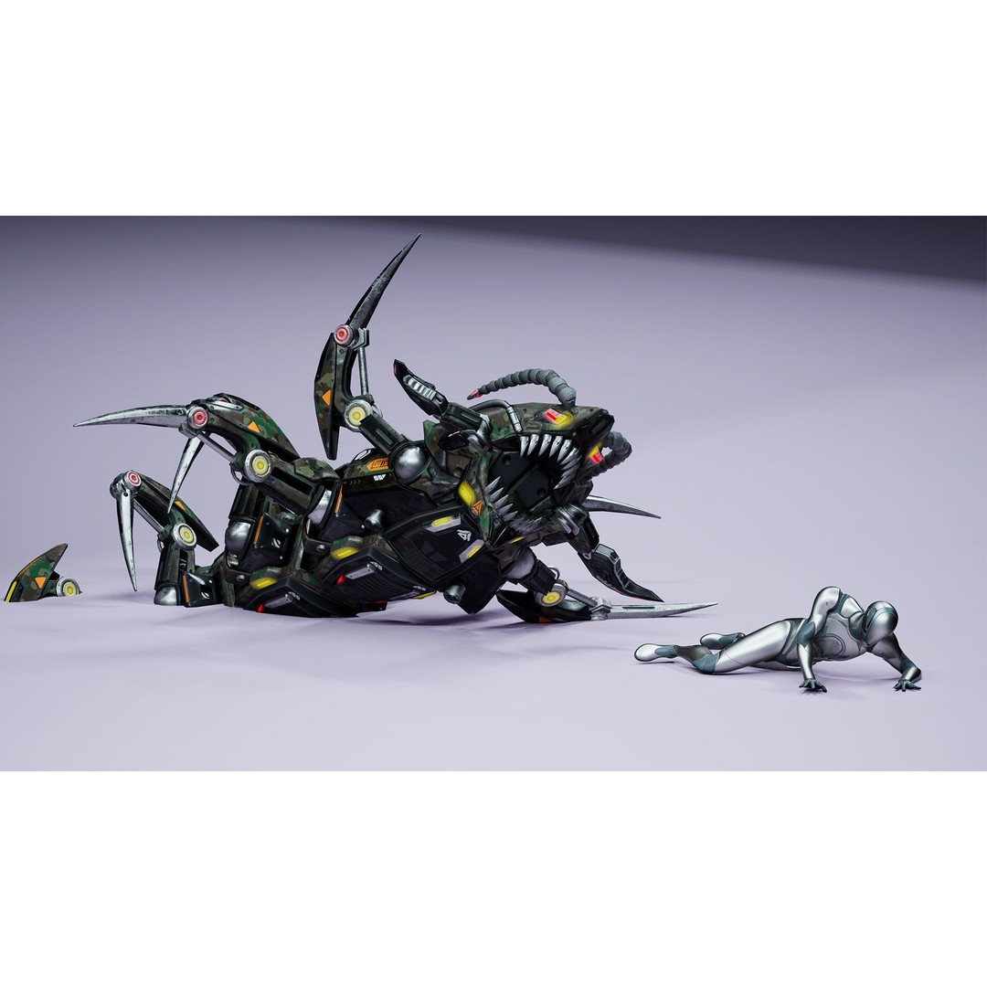 Scolopendra 3D Model – Low Poly Sci-Fi Character, Rigged, FBX - View 10
