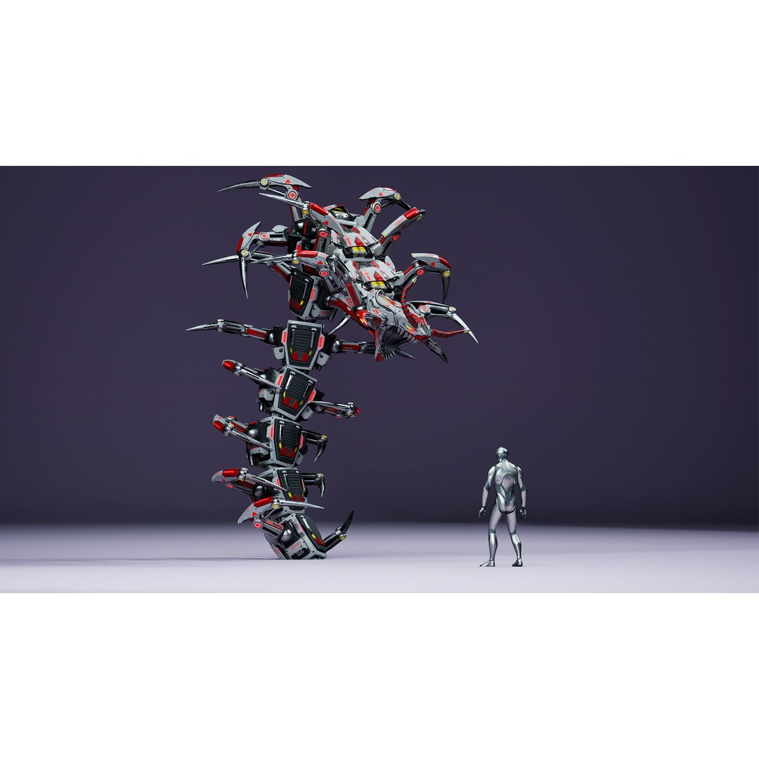 Scolopendra 3D Model – Low Poly Sci-Fi Character, Rigged, FBX - View 11