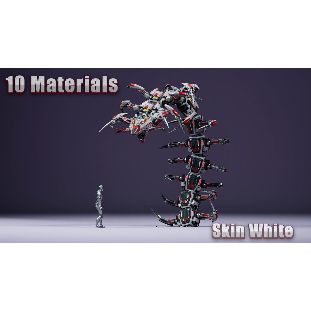 Scolopendra 3D Model – Low Poly Sci-Fi Character, Rigged, FBX - View 14