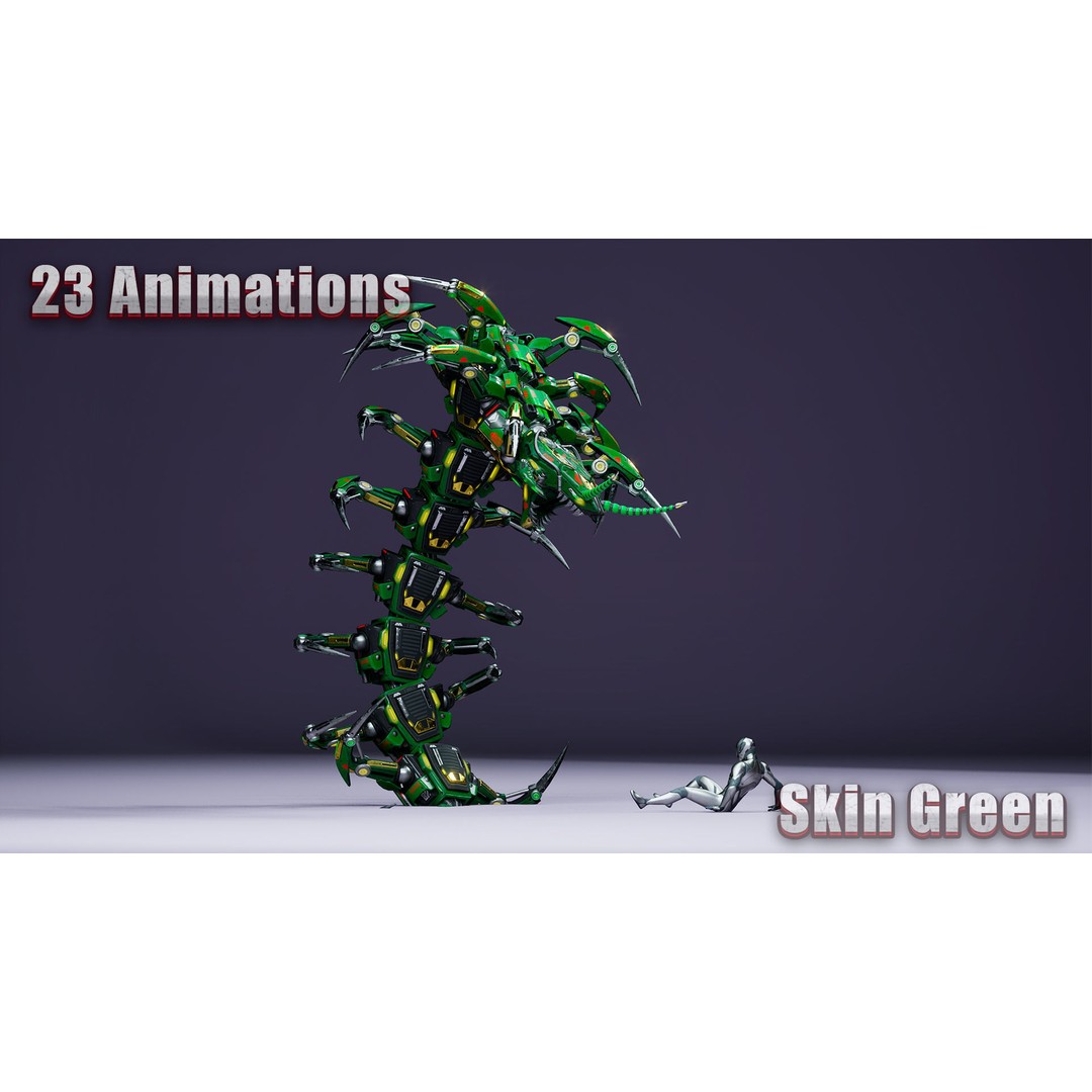 Scolopendra 3D Model – Low Poly Sci-Fi Character, Rigged, FBX - View 15