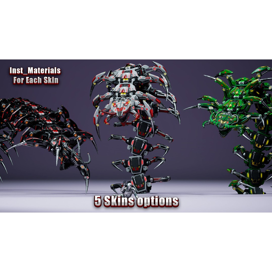 Scolopendra 3D Model – Low Poly Sci-Fi Character, Rigged, FBX - View 21