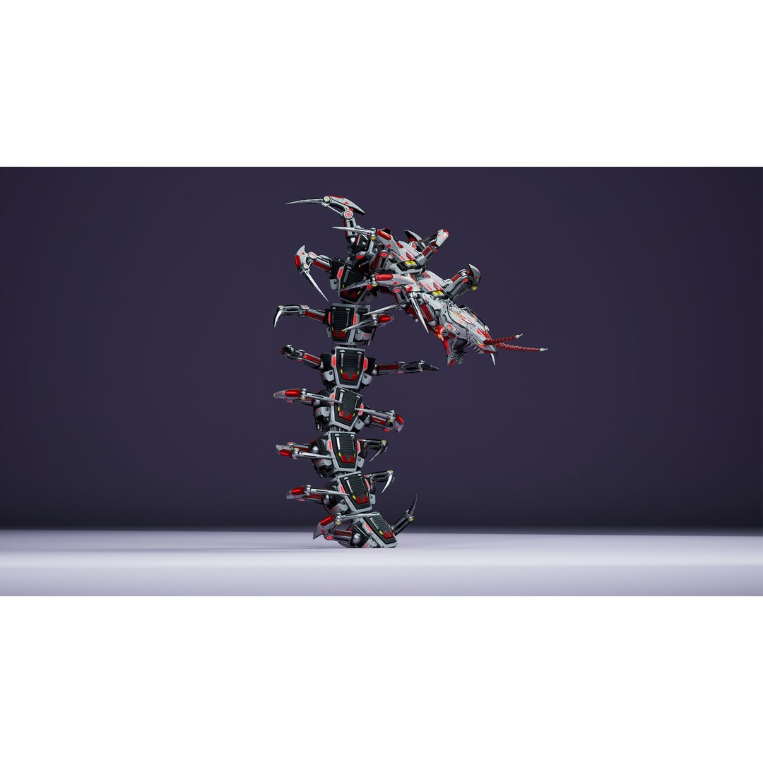 Scolopendra 3D Model – Low Poly Sci-Fi Character, Rigged, FBX - View 3
