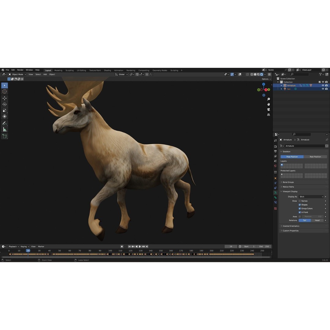 Moose 3D Model – Rigged Animal Asset with PBR Textures, FBX