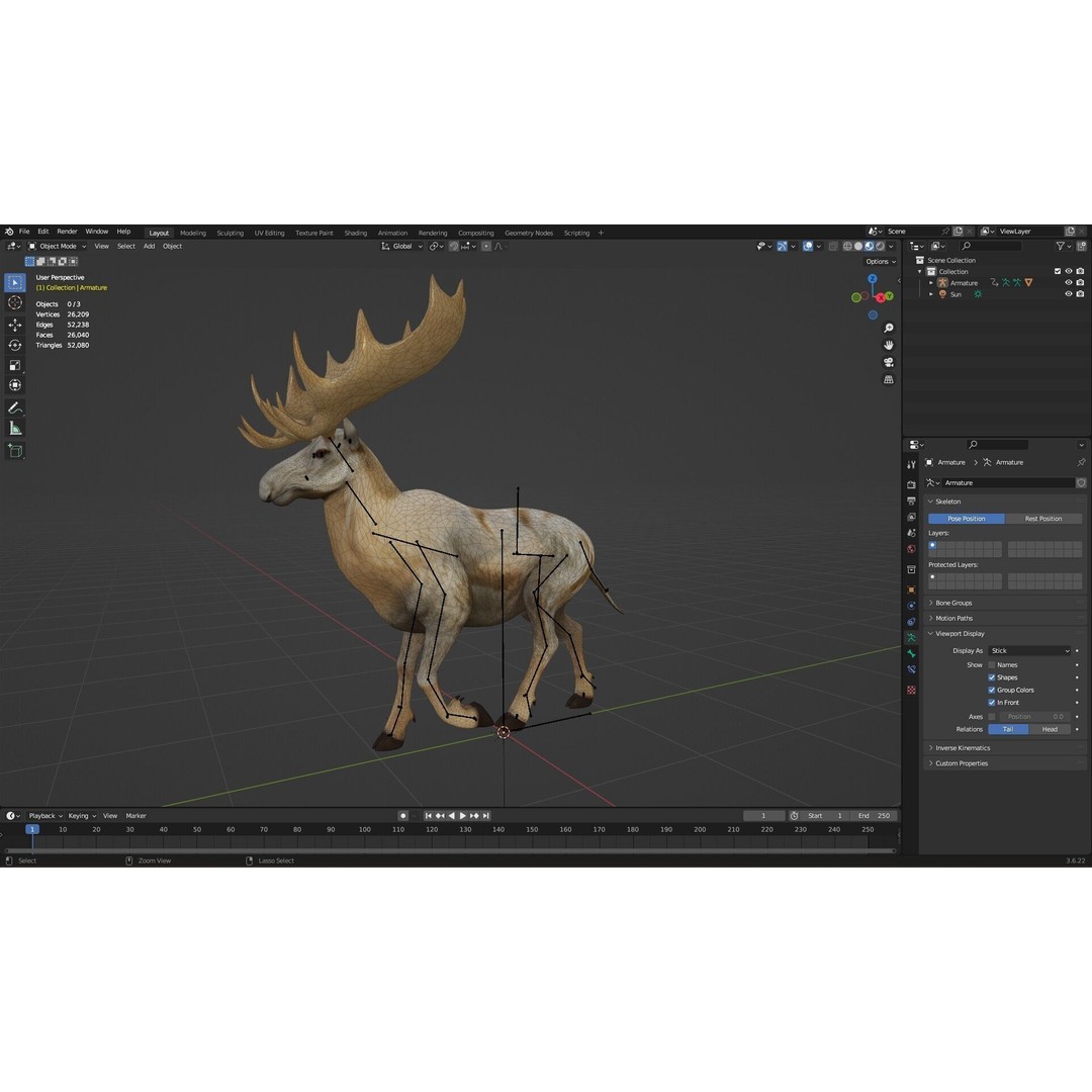 Moose 3D Model – Rigged Animal Asset with PBR Textures, FBX - View 19