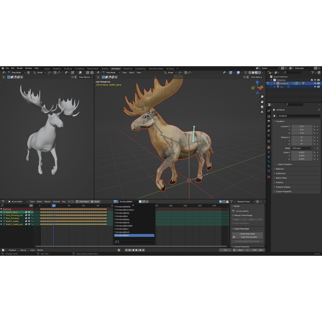 Moose 3D Model – Rigged Animal Asset with PBR Textures, FBX - View 22