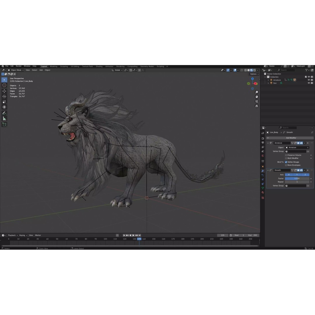 Heavenly Might Lion 3D Model – Rigged PBR Animal Asset for Animation - View 19