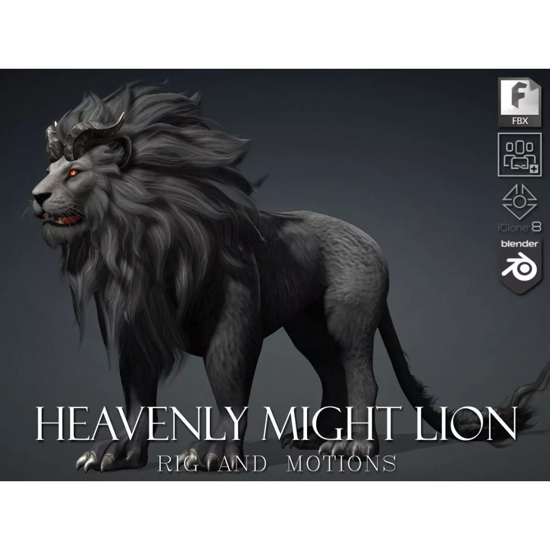 Heavenly Might Lion 3D Model – Rigged PBR Animal Asset for Animation - View 2