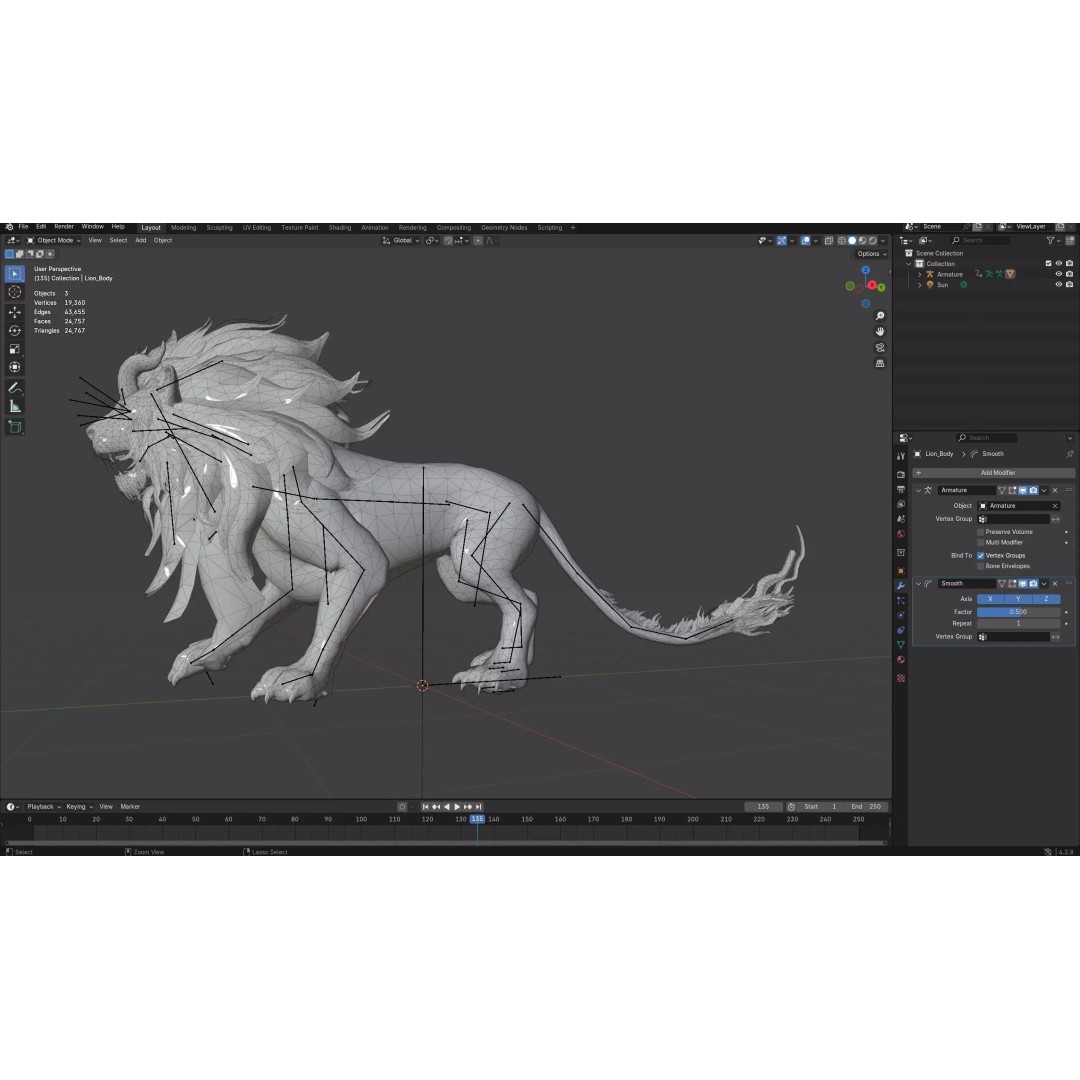 Heavenly Might Lion 3D Model – Rigged PBR Animal Asset for Animation - View 20