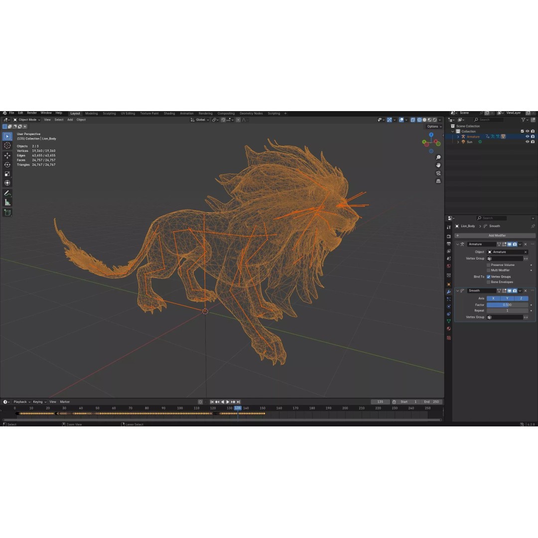 Heavenly Might Lion 3D Model – Rigged PBR Animal Asset for Animation - View 21