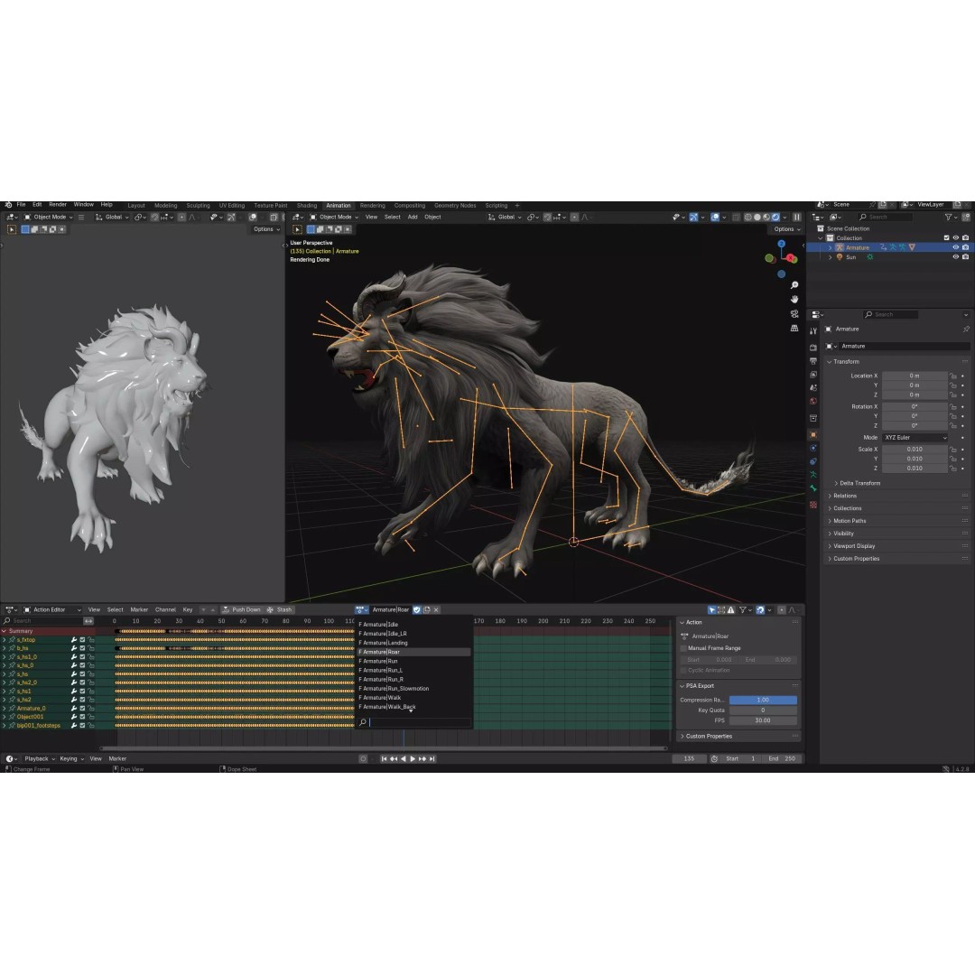 Heavenly Might Lion 3D Model – Rigged PBR Animal Asset for Animation - View 22
