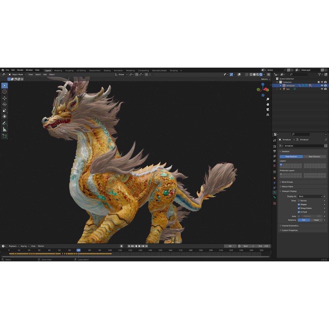 Qilin 3D Model – Rigged Animated Character with PBR Textures