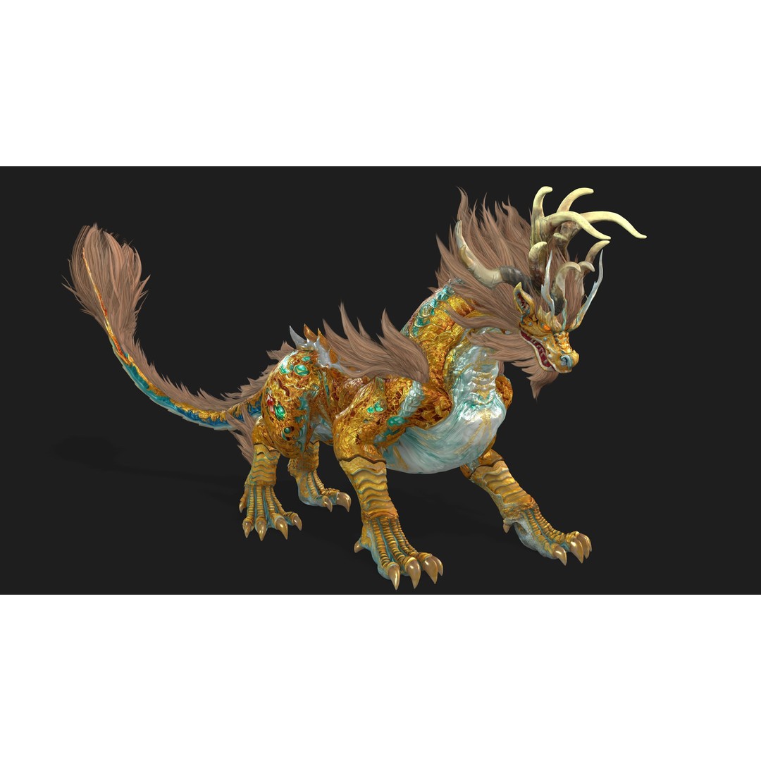 Qilin 3D Model – Rigged Animated Character with PBR Textures - View 10