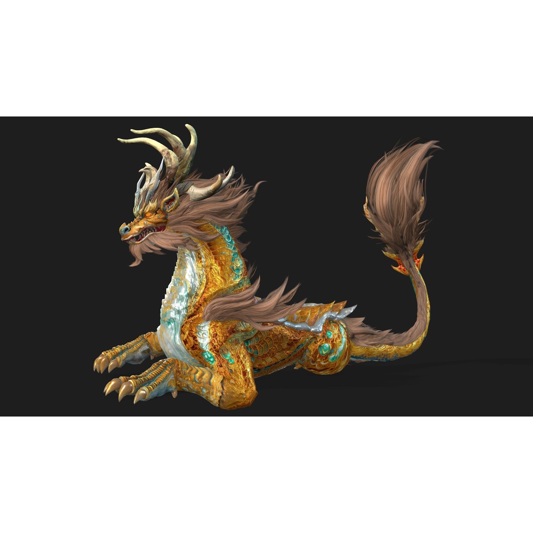 Qilin 3D Model – Rigged Animated Character with PBR Textures - View 11