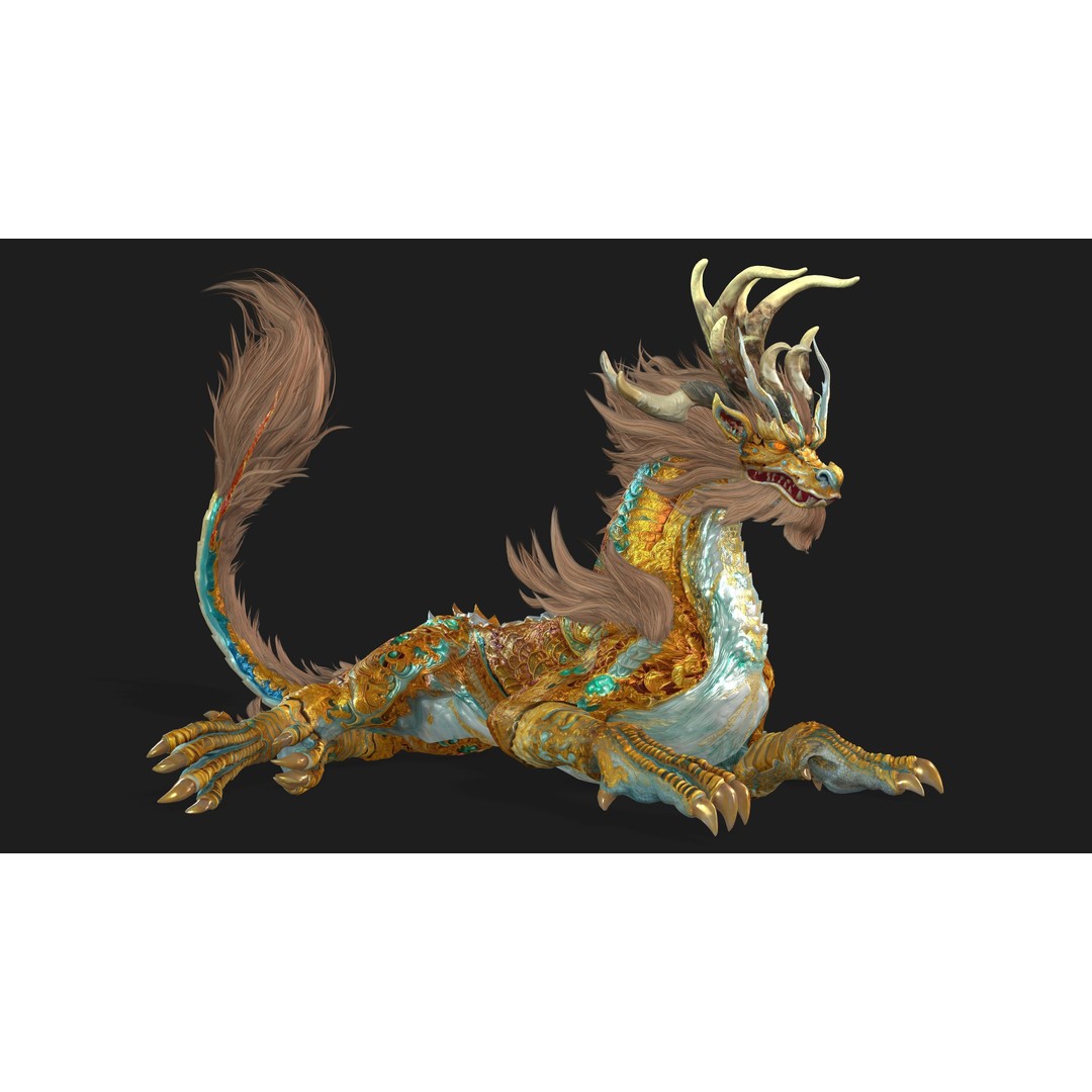 Qilin 3D Model – Rigged Animated Character with PBR Textures - View 12