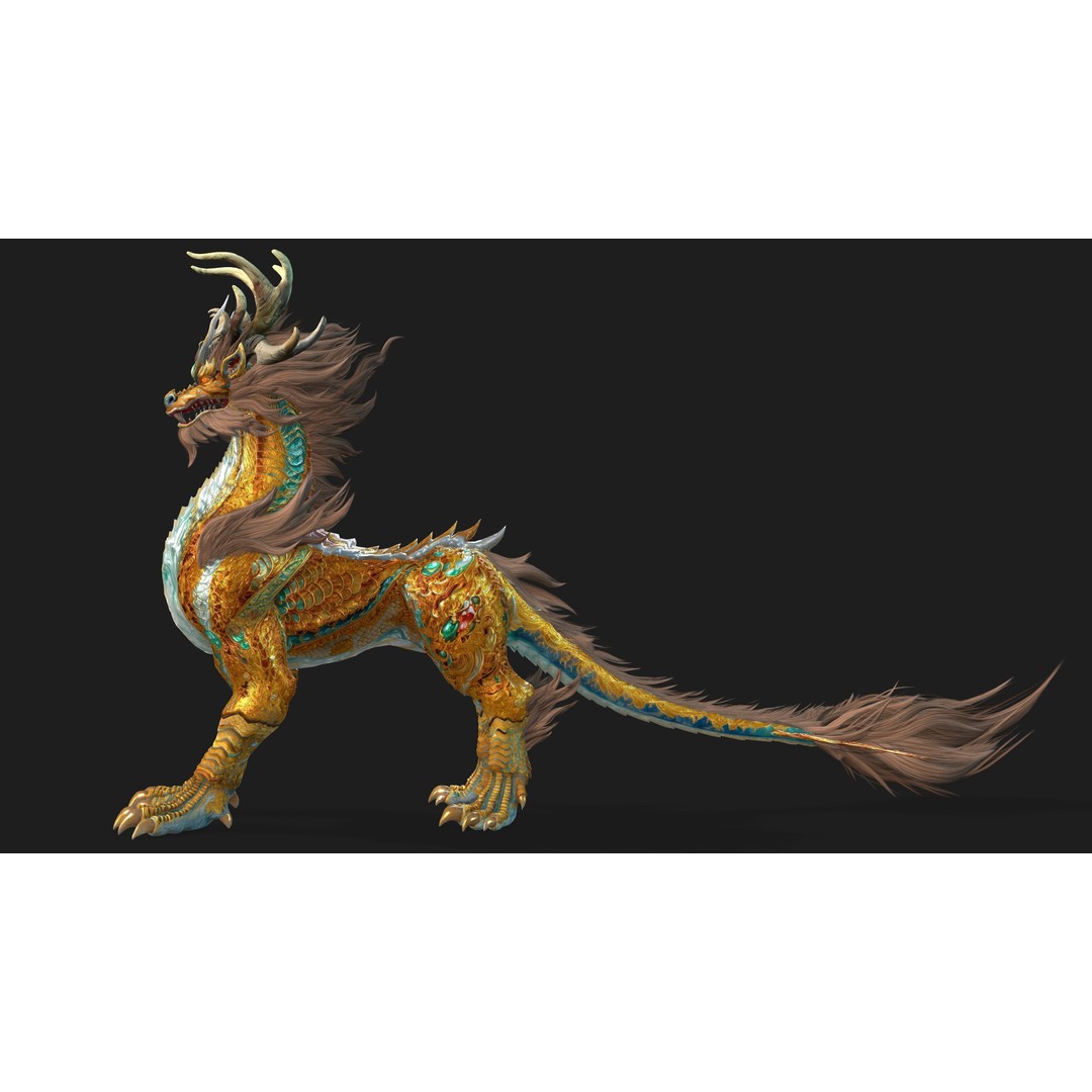 Qilin 3D Model – Rigged Animated Character with PBR Textures - View 14