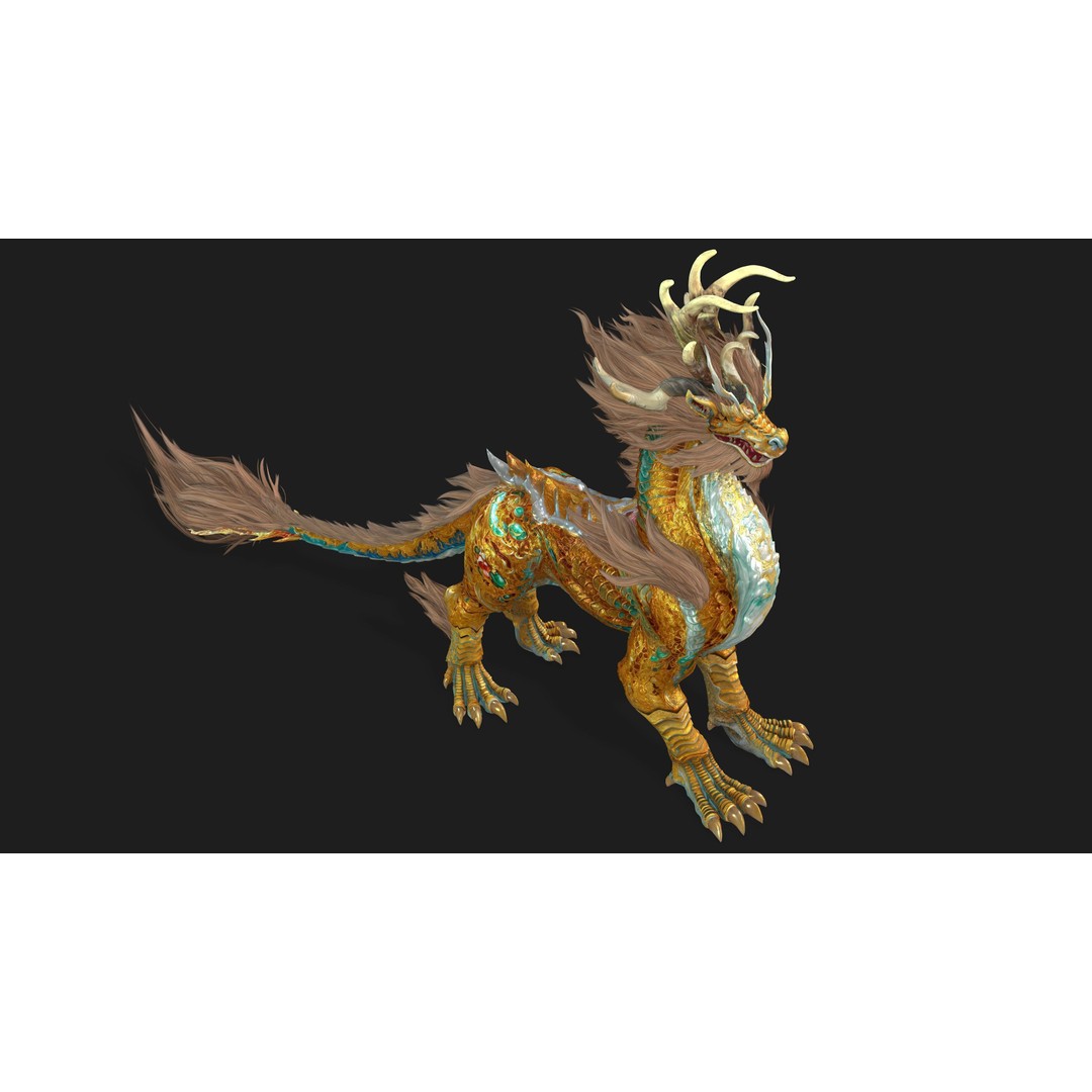 Qilin 3D Model – Rigged Animated Character with PBR Textures - View 15