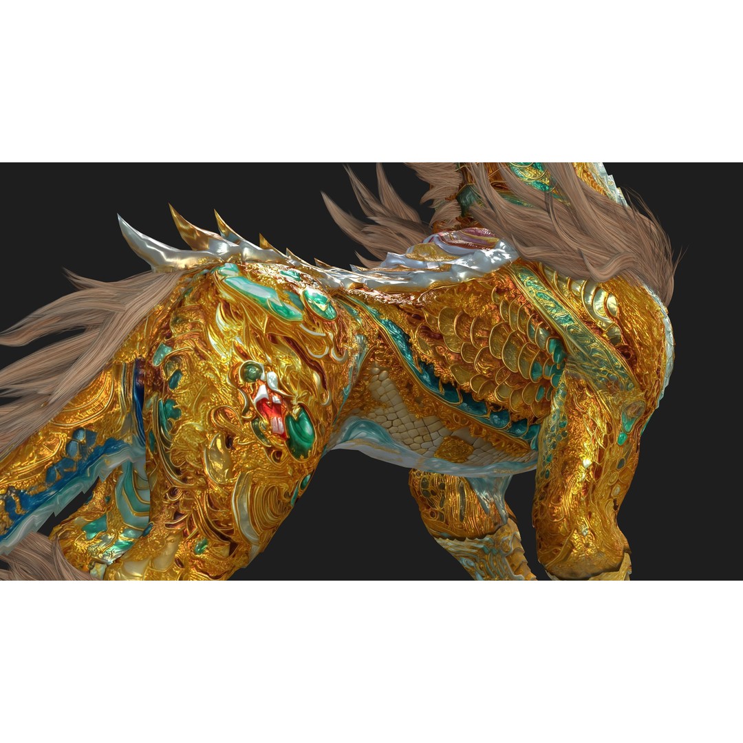 Qilin 3D Model – Rigged Animated Character with PBR Textures - View 16