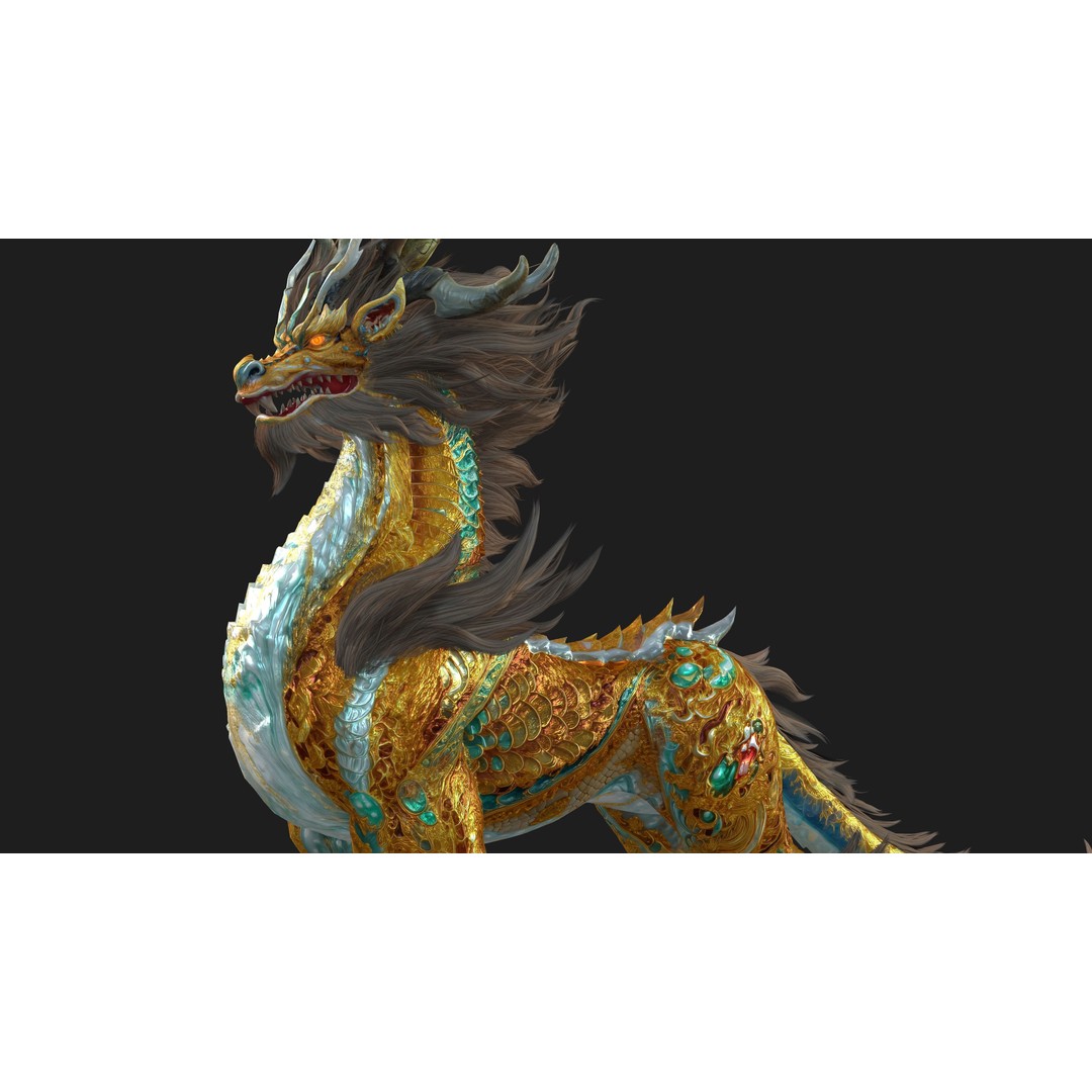 Qilin 3D Model – Rigged Animated Character with PBR Textures - View 18