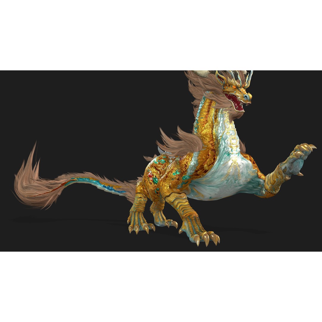 Qilin 3D Model – Rigged Animated Character with PBR Textures - View 20