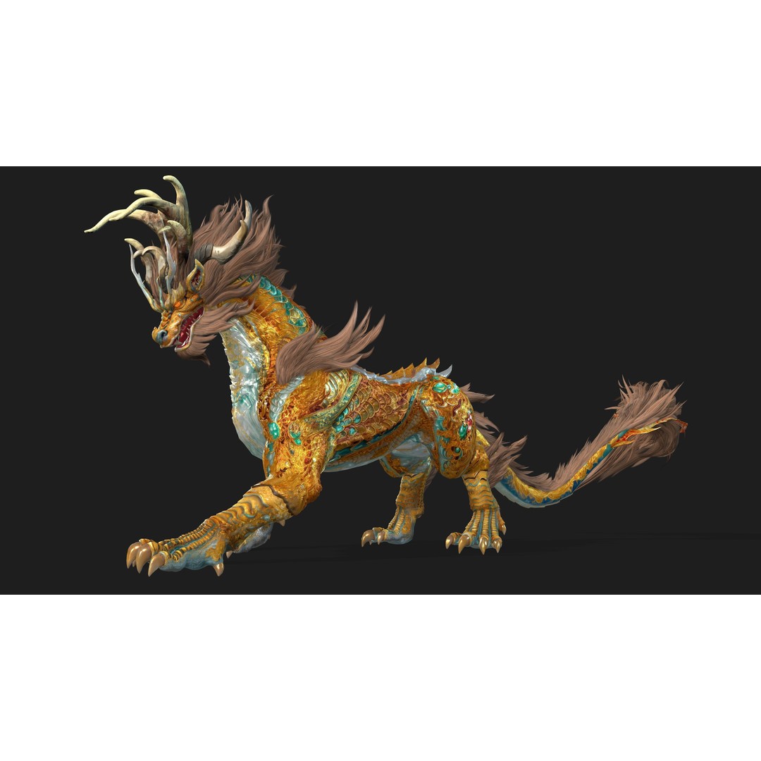 Qilin 3D Model – Rigged Animated Character with PBR Textures - View 21