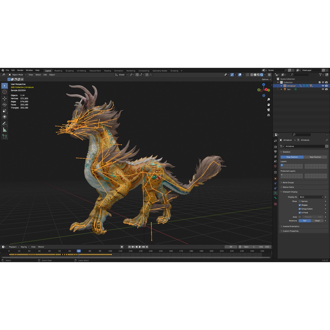 Qilin 3D Model – Rigged Animated Character with PBR Textures - View 22