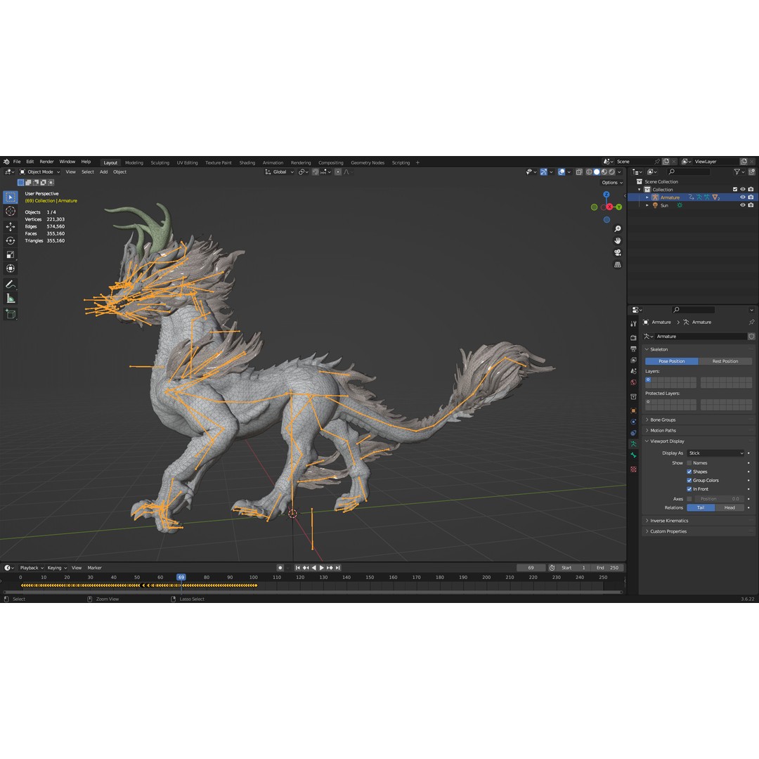 Qilin 3D Model – Rigged Animated Character with PBR Textures - View 23