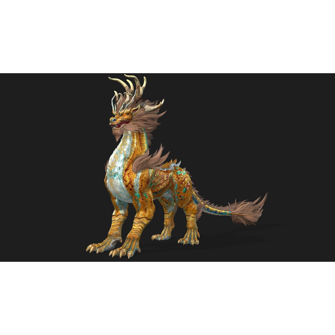 Qilin 3D Model – Rigged Animated Character with PBR Textures - View 6