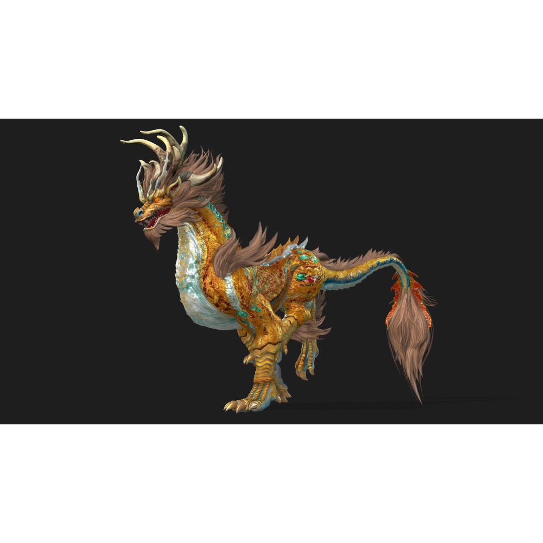Qilin 3D Model – Rigged Animated Character with PBR Textures - View 7