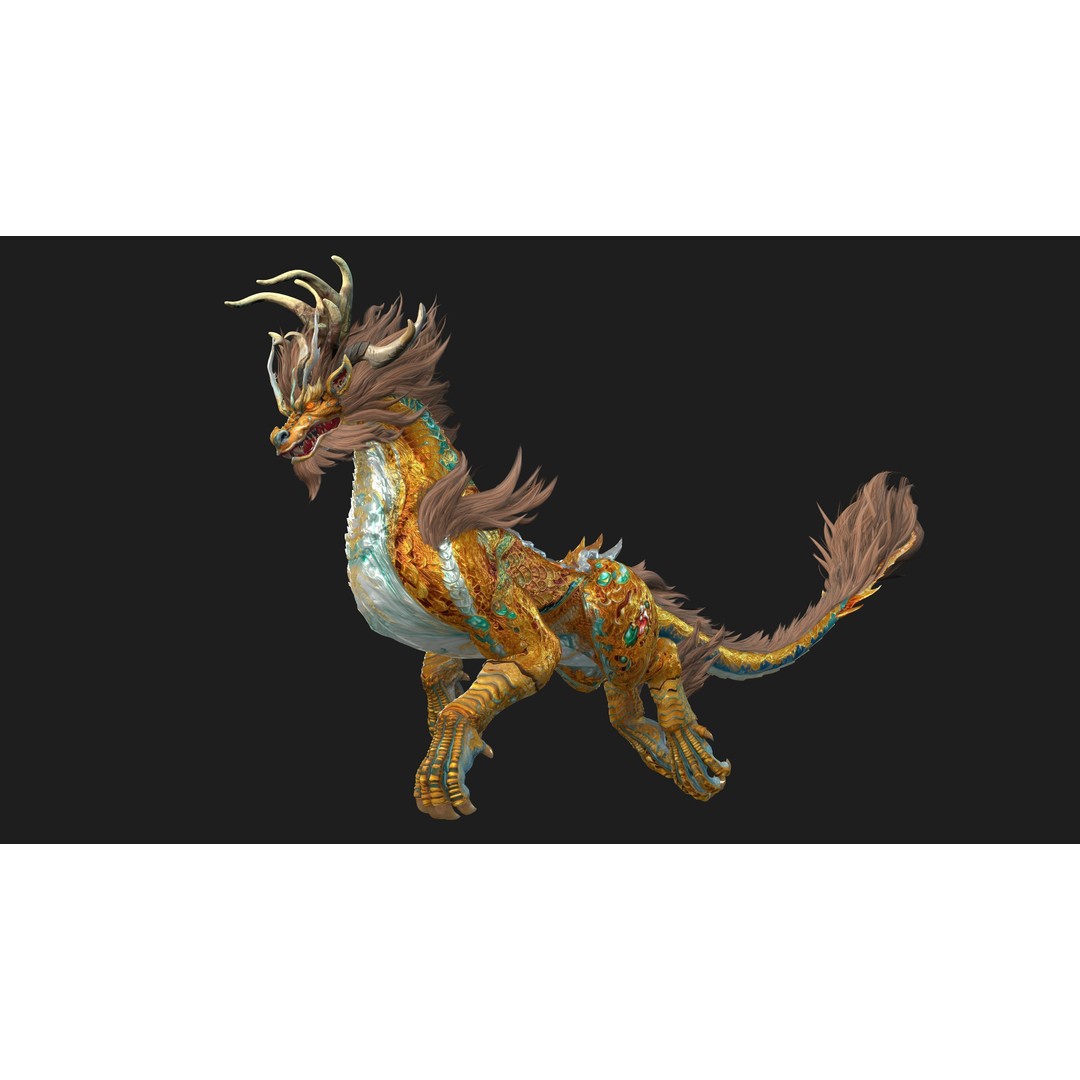 Qilin 3D Model – Rigged Animated Character with PBR Textures - View 8
