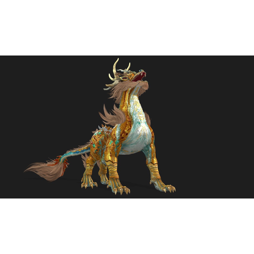 Qilin 3D Model – Rigged Animated Character with PBR Textures - View 9