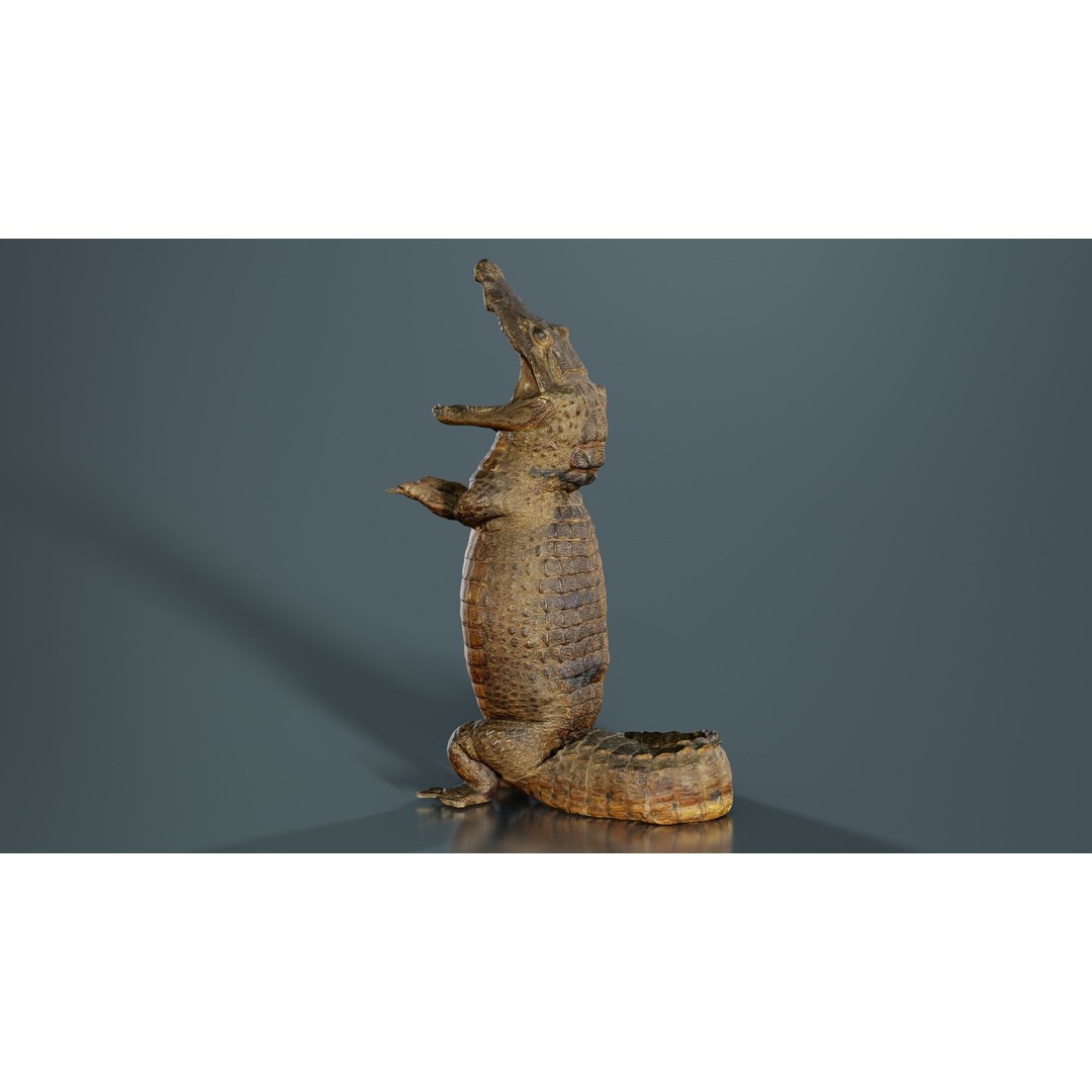 Crocodile Statue 3D Model – Low Poly PBR Asset for Blender, FBX - View 10