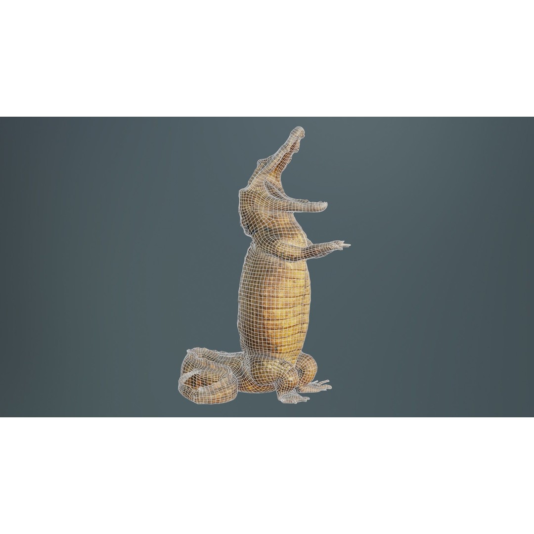 Crocodile Statue 3D Model – Low Poly PBR Asset for Blender, FBX - View 11