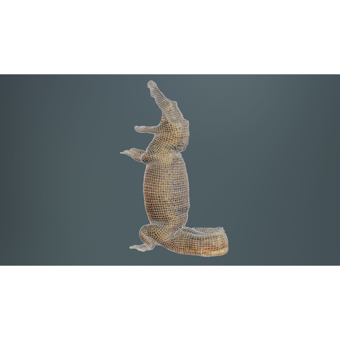 Crocodile Statue 3D Model – Low Poly PBR Asset for Blender, FBX - View 12