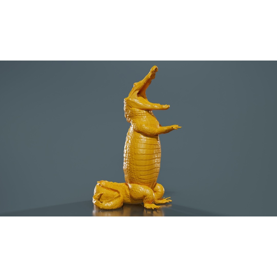 Crocodile Statue 3D Model – Low Poly PBR Asset for Blender, FBX - View 14