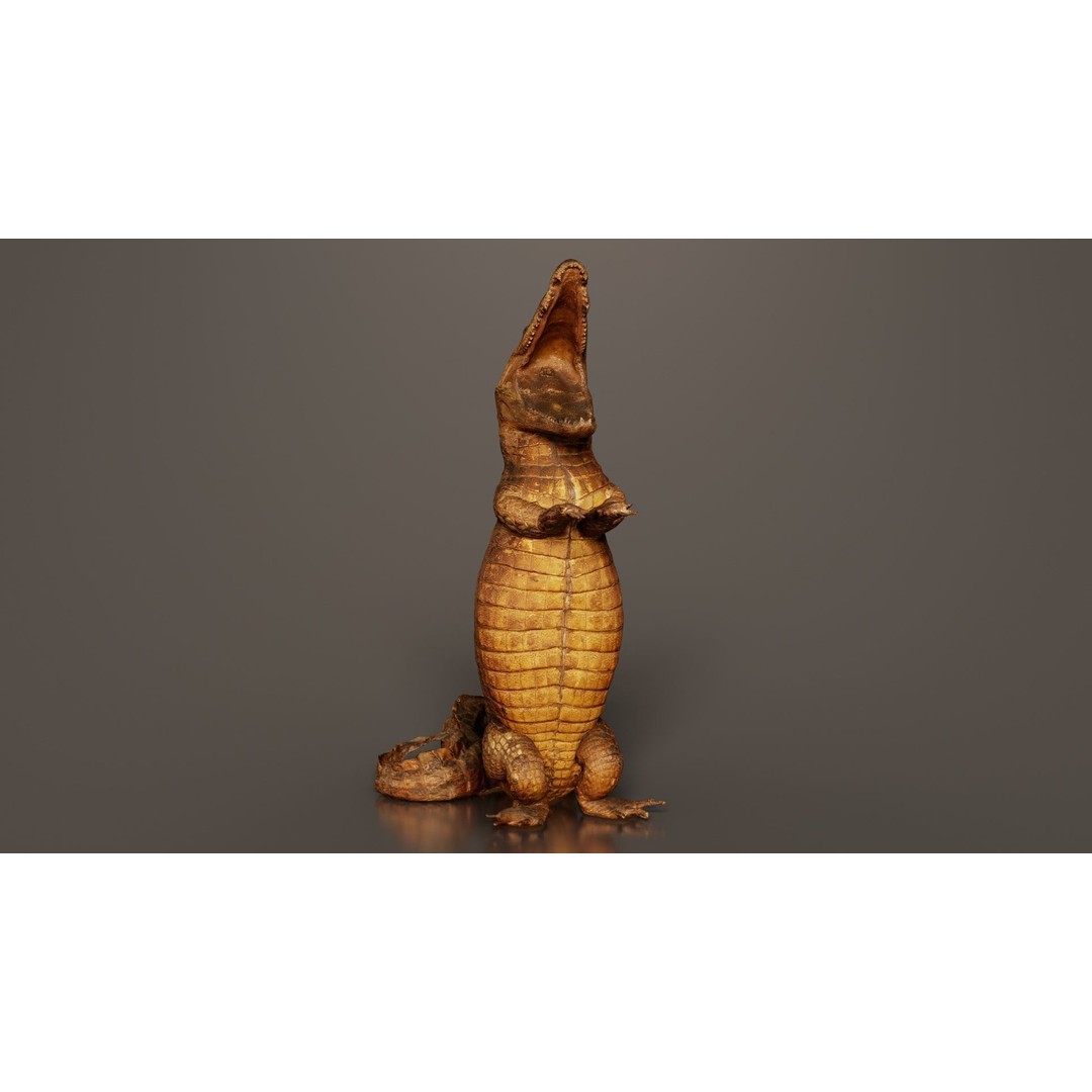 Crocodile Statue 3D Model – Low Poly PBR Asset for Blender, FBX - View 4