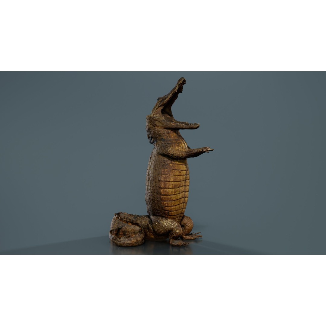 Crocodile Statue 3D Model – Low Poly PBR Asset for Blender, FBX - View 5