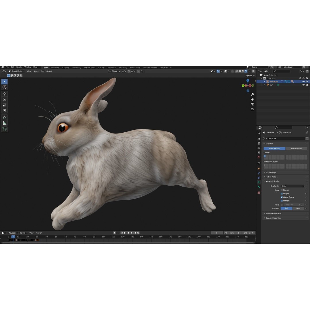 Rabbit 3D Model – Rigged Animated Character, PBR Textures, FBX