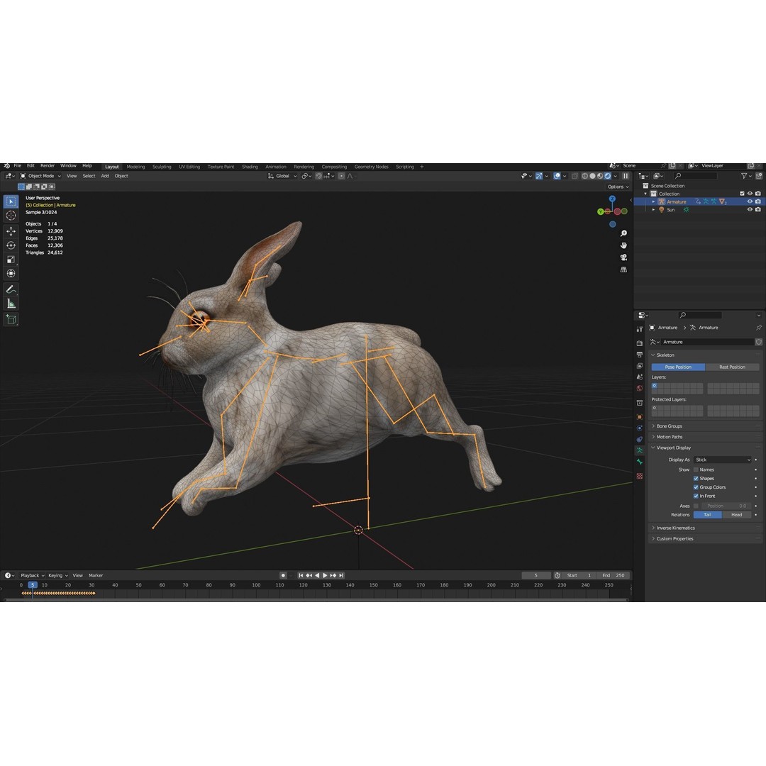 Rabbit 3D Model – Rigged Animated Character, PBR Textures, FBX - View 19