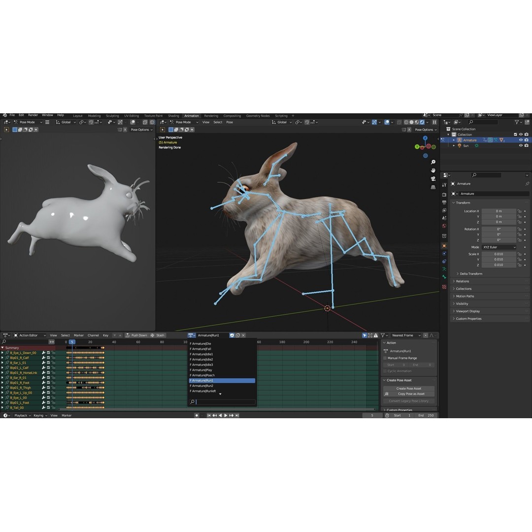Rabbit 3D Model – Rigged Animated Character, PBR Textures, FBX - View 22