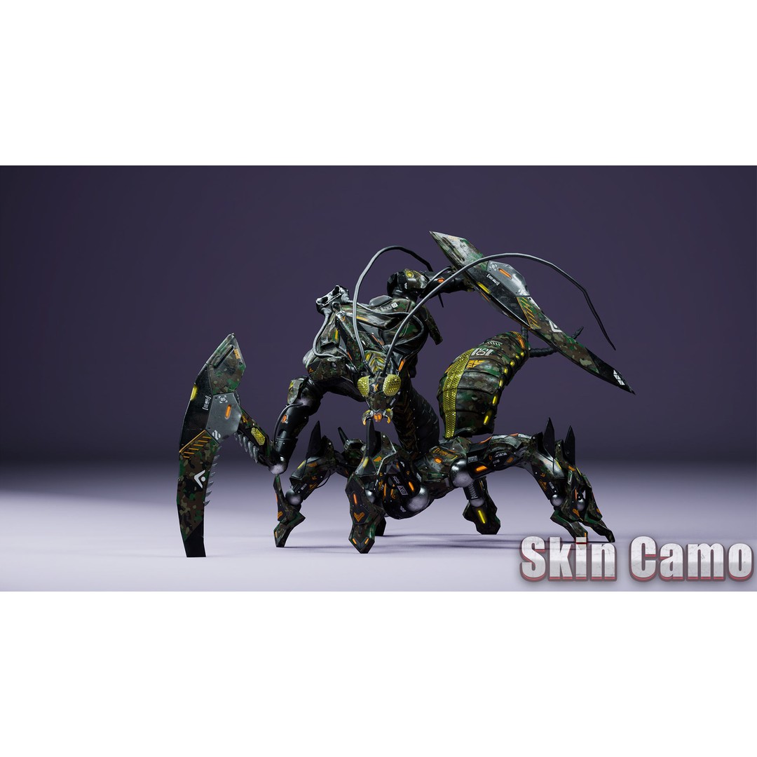 SciFi Insect Mantis 3D Model – Low Poly Animated Character, FBX