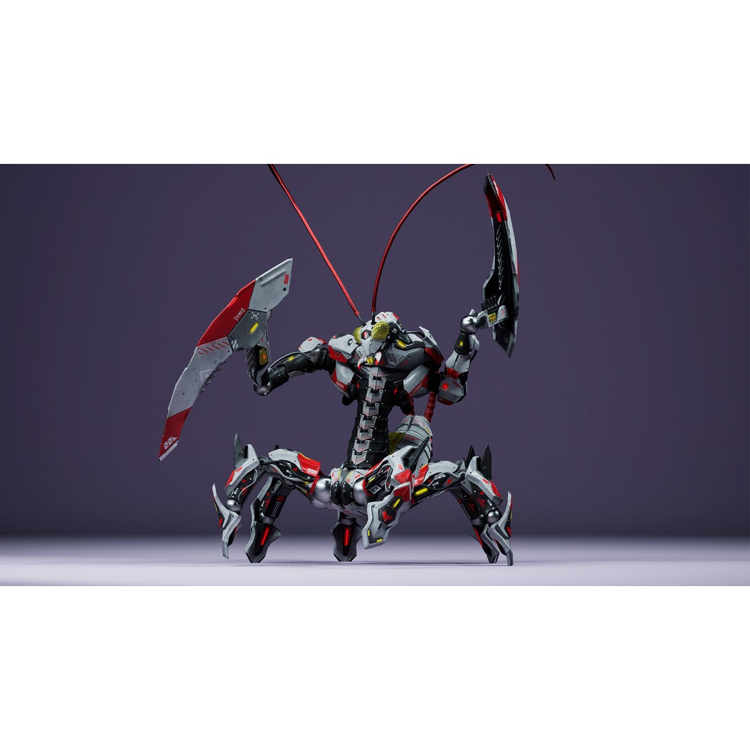 SciFi Insect Mantis 3D Model – Low Poly Animated Character, FBX - View 14