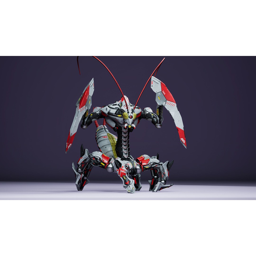 SciFi Insect Mantis 3D Model – Low Poly Animated Character, FBX - View 15