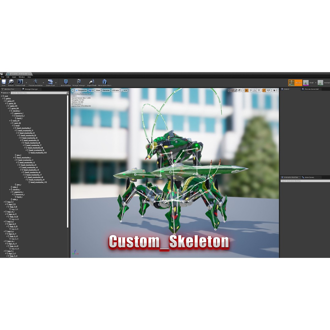SciFi Insect Mantis 3D Model – Low Poly Animated Character, FBX - View 19