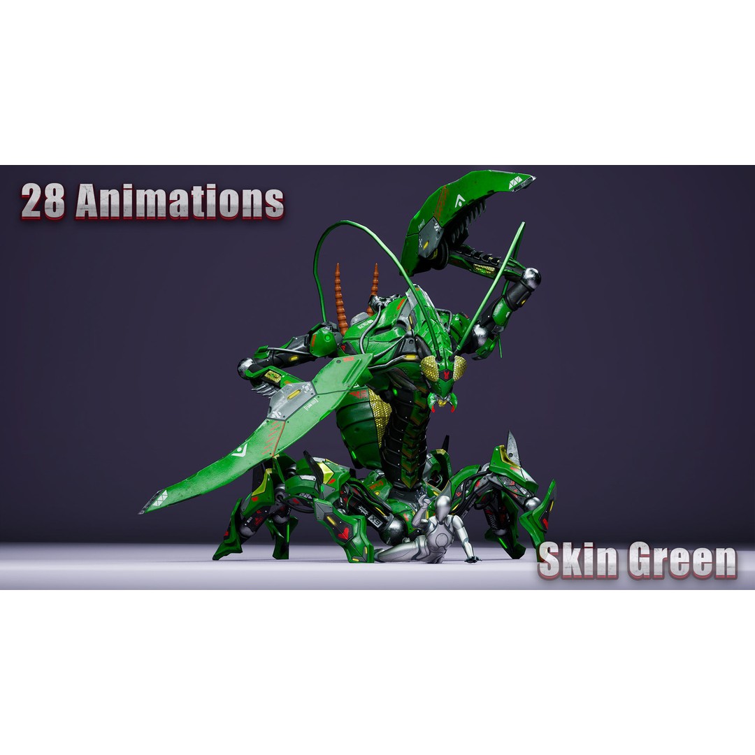 SciFi Insect Mantis 3D Model – Low Poly Animated Character, FBX - View 20