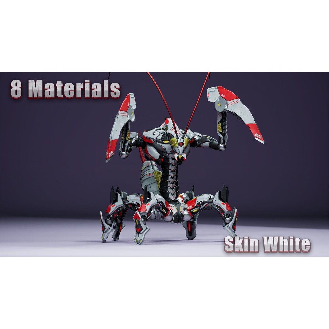 SciFi Insect Mantis 3D Model – Low Poly Animated Character, FBX - View 22