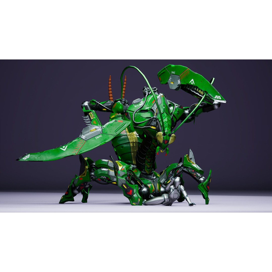 SciFi Insect Mantis 3D Model – Low Poly Animated Character, FBX - View 3