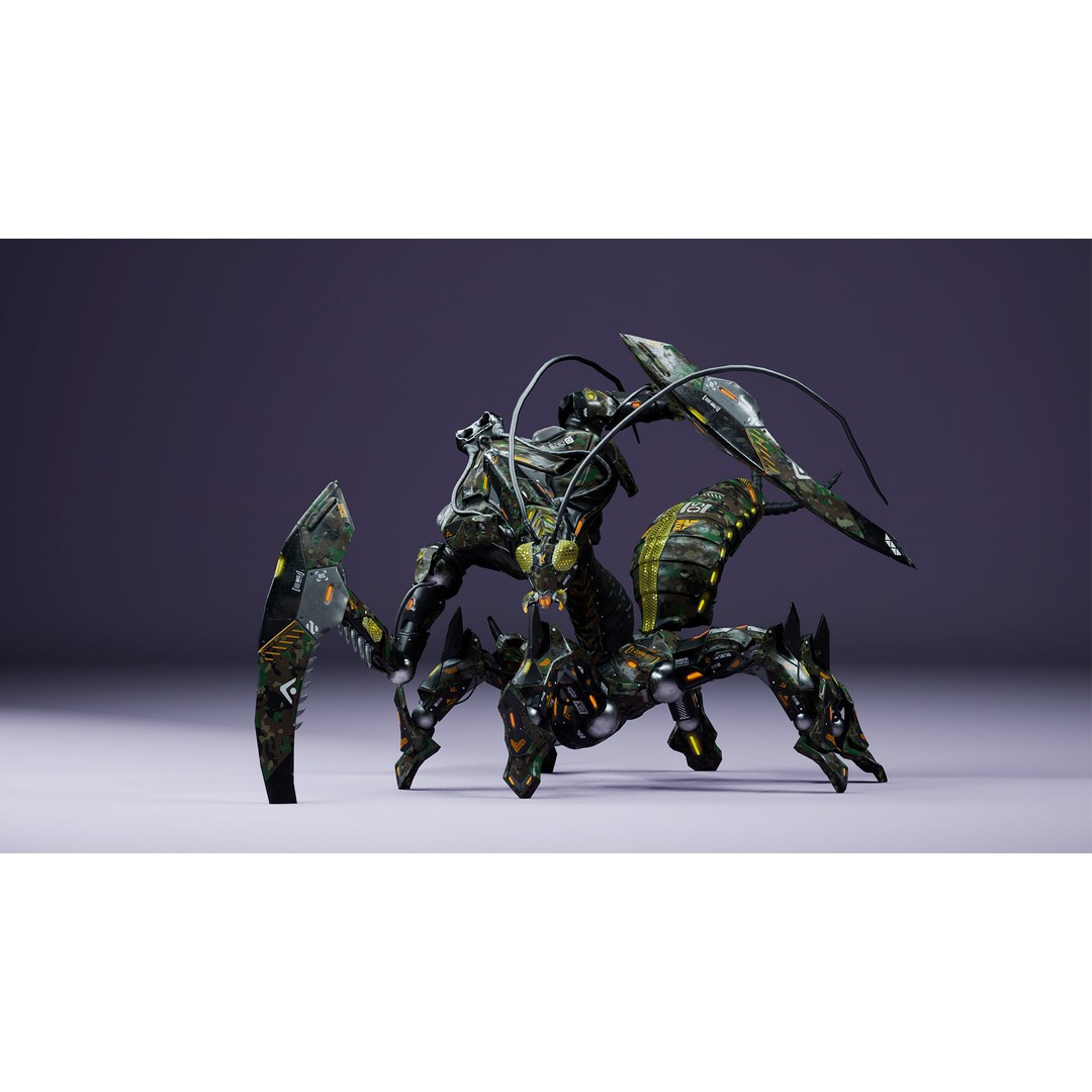 SciFi Insect Mantis 3D Model – Low Poly Animated Character, FBX - View 4