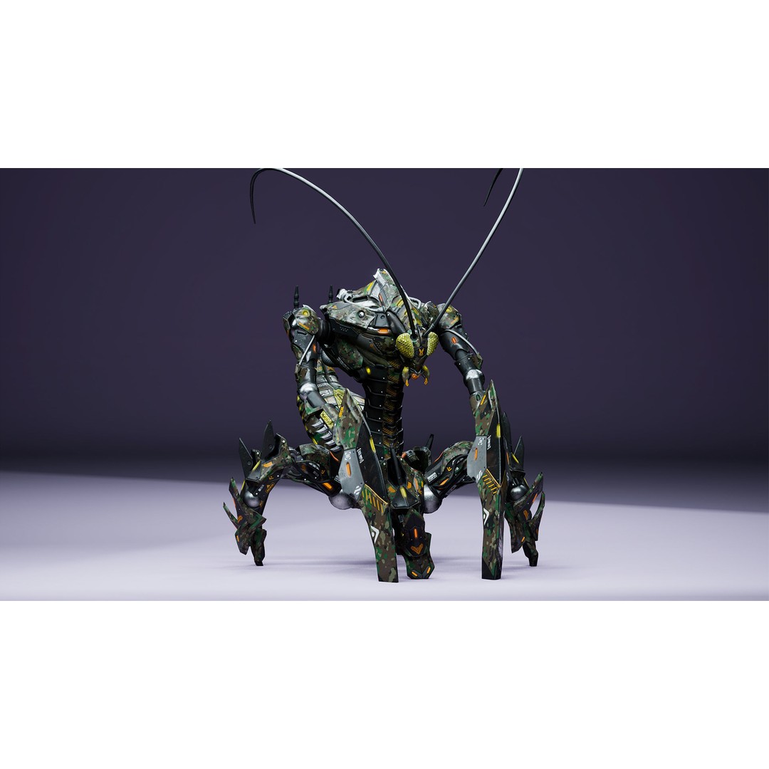 SciFi Insect Mantis 3D Model – Low Poly Animated Character, FBX - View 5