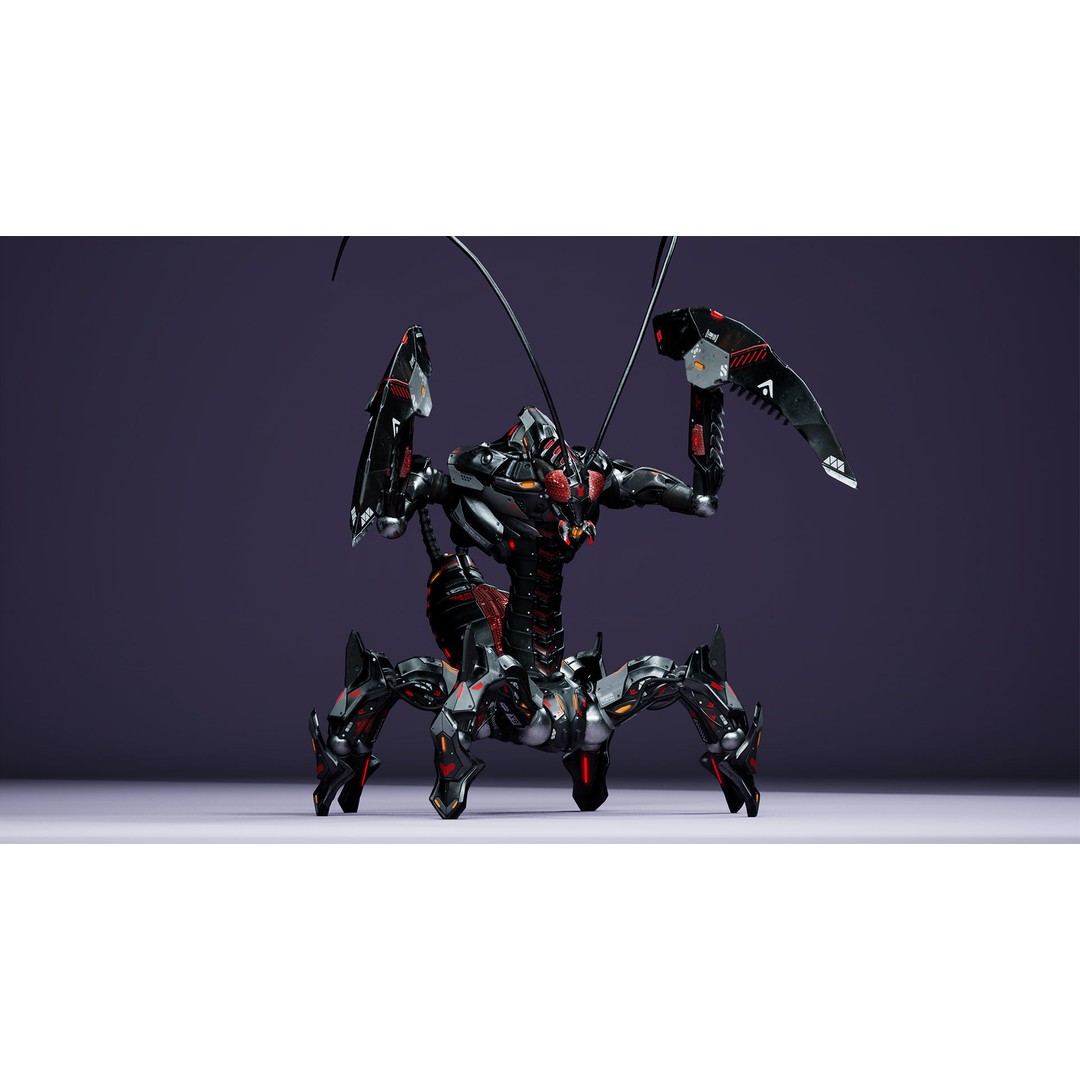 SciFi Insect Mantis 3D Model – Low Poly Animated Character, FBX - View 6