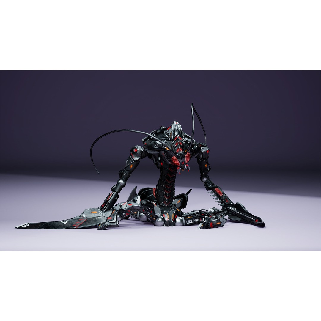 SciFi Insect Mantis 3D Model – Low Poly Animated Character, FBX - View 7